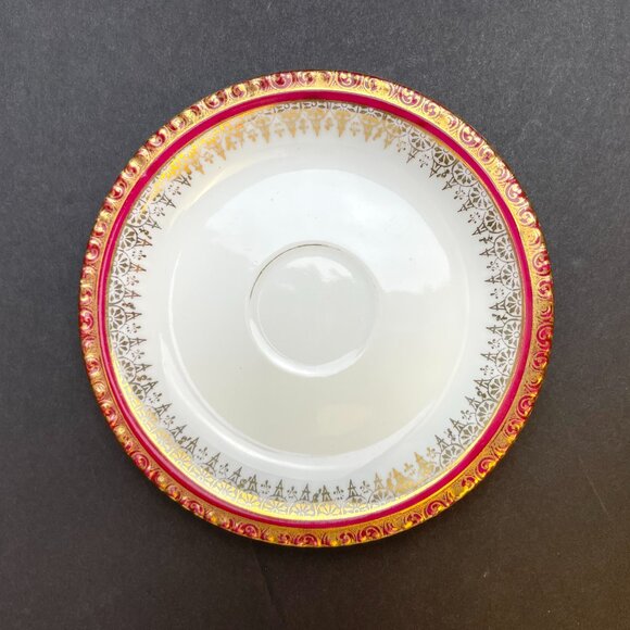 Vintage Demitasse Coffee Cup and Saucer Red & Gold Pattern German Porcelain - Picture 3 of 12